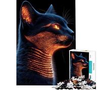 Puzzle pour Adolescents 1000 pièces Portrait de Chat Mau égyptien Lumineux Activités Amusantes à la Maison Course de Vitesse Manuelle Jeux familiaux pour Les 14 Ans et Plus (50x75cm)