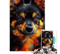 Puzzle pour Adolescents 1000 pièces Portrait de Chien Poméranien avec des éclaboussures de Couleur abstraites Puzzle Animalier pour Adultes à Faire soi-même Jouet à Monter soi-même Idéal