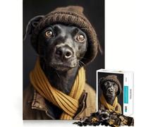 Puzzle pour Adolescents 1000 pièces Portrait de Chiot Charmant Bords impeccables Jeu de réflexion Amusant Moments de détente Décoration de Noël (38x26cm)