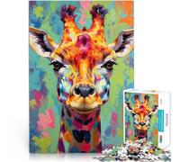 Puzzle pour Adolescents 1000 pièces Portrait de Girafe coloré Jouets de Jeu pour Cadeau Familial Une œuvre d'art 38x26cm