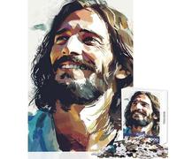 Puzzle pour Adolescents 1000 pièces Portrait de Jésus Souriant The Chosen Educational Games Jouet éducatif d'apprentissage décoration Murale entraînez Votre Cerveau et Vos Mains (50x75cm)