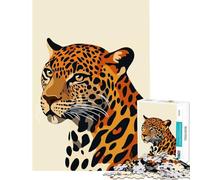 Puzzle pour Adolescents 1000 pièces Portrait de léopard Minimaliste Jeu Stimulant et Casse-tête Difficile (Dimensions 38x26cm)