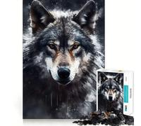 Puzzle pour Adolescents 1000 pièces Portrait de Loup au Fusain Bords impeccables Jeu de réflexion Amusant Moments de détente Décoration de Noël (38x52cm)