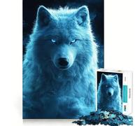 Puzzle pour Adolescents 1000 pièces Portrait de Loup Bleu,Assemblage sans Couture,Jeu créatif,Divertissement pour Les Moments de détente,Cadeau de Noël (38x52cm)