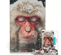 Puzzle pour Adolescents 1000 pièces Portrait de Singe des neiges Jouet éducatif améliore la mémoire avec Poster et fiche de Questions-réponses Assortis 38x26cm