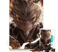 Puzzle pour Adolescents 1000 pièces Portrait de Wukong,Mythe Noir,Bords Nets,Jeu de Concentration Amusant,Moment de détente,Cadeau de Noël apaisant (38x26cm)