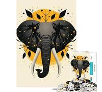 Puzzle pour Adolescents 1000 pièces Portrait d'éléphant vectoriel avec Cercle Abstrait doré Jouet addictif pour cultiver la Patience Jeu Familial Convient aux Couples Excellent Cadeau pour Les Jeux