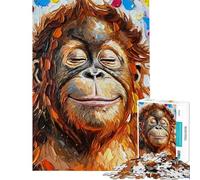 Puzzle pour Adolescents 1000 pièces Portrait d'orang-outan Souriant Jeu de Construction pour Adolescents Décoration intérieure Idée Cadeau pour Toute la Famille (Dimensions 38x26cm)
