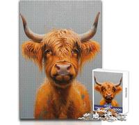 Puzzle pour Adolescents 1000 pièces - Portrait d'une Vache des Highlands à l'air sympathique - Jeu éducatif - Défi Difficile - Cadeau de Noël Secret - Dimensions : 50x75cm