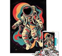 Puzzle pour Adolescents 1000 pièces Poster d'astronaute rétro Activités Amusantes à la Maison décoration Jeux pour Les 14 Ans et Plus (50x75cm)