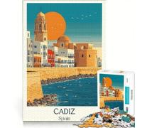 Puzzle pour Adolescents 1000 pièces Poster de la Plage de Cadix, Jouet à Monter soi-même, Interaction Parent-Enfant, Cadeau Unique pour Anniversaire et Noël 50x75cm