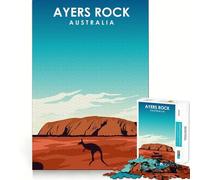 Puzzle pour Adolescents 1000 pièces Poster de Voyage Ayers Rock Articulations Lisses Jeu Amusant et Relaxant,Cadeau de Noël idéal (38x52cm)