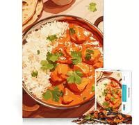 Puzzle pour Adolescents 1000 pièces Poulet Tikka Masala avec Riz Casse-tête logique Amusant et précis Jeu de détente et de Divertissement Cadeau Artistique de Noël (38x26cm)