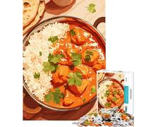 Puzzle pour Adolescents 1000 pièces Poulet Tikka Masala avec Riz Jeu intellectuel éducatif pour activités familiales Cadeau d'anniversaire (Dimensions 50x75cm)