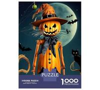 Puzzle pour Adolescents 1000 Pièces Pumpkin Scarecrow Halloween Puzzle pour Adultes Jeu Pratique Analyse Et Logique Interaction Parent-Enfant 38x26cm/1000pcs