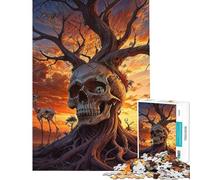 Puzzle pour Adolescents 1000 pièces Puzzle surréaliste Coucher de Soleil crâne Arbre Jeu de détente pour Adultes et Adultes Idéal pour s'amuser en Famille Cadeau d'anniversaire ou de Noël (38x26cm)