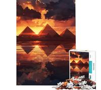 Puzzle pour Adolescents 1000 pièces Pyramides au Coucher du Soleil Reflets Jeux relaxants Jouets addictifs pour cultiver la Patience Cadeaux d'anniversaire pour s'amuser en Famille (38x26cm)