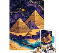Puzzle pour Adolescents 1000 pièces Pyramides dorées cosmiques Art de l'aura du désert Puzzle Adulte Jeu Manuel pour s'amuser en Famille Difficile et Stimulant (Taille 38x52cm)