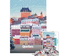 Puzzle pour Adolescents 1000 pièces Québec Ville d'hiver Activités Amusantes à la Maison décoration intérieure Jeux Amusants pour Les 14 Ans et Plus (50x75cm)