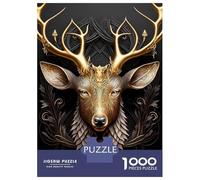 Puzzle pour Adolescents 1000 Pièces Queen Deer Golden Art Deco Puzzles pour Adultes, Jouets Anti-Stress, Décoration Murale, Interaction Parent-Enfant 52x38cm/1000pcs