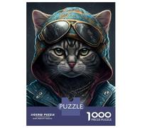 Puzzle pour Adolescents 1000 Pièces Rapper Cat Puzzles pour Adultes Jeux De Détente Découpe De Précision Offre Spéciale pour Toute La Famille 38x26cm/1000pcs
