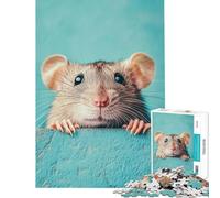 Puzzle pour Adolescents 1000 pièces Rat Mignon Qui Regarde par-Dessus Le Bord Activités Amusantes à la Maison Analyse et logique Jouet Anti-Stress pour Les 14 Ans et Plus (38x52cm)