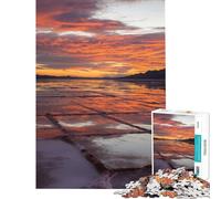 Puzzle pour Adolescents 1000 pièces Reflets du Coucher de Soleil sur Les Marais salants Jeu éducatif et ludique Anti-Stress (Dimensions 38x26cm)