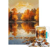 Puzzle pour Adolescents 1000 pièces Reflets sur Un lac d'automne Jeu de réflexion pour décorer Un Mur (Dimensions 75x50cm)