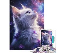 Puzzle pour Adolescents 1000 pièces Regard de Chat étoilé Puzzle pour Adolescents Motif à Assembler Chaque pièce est Unique Cadeau d'anniversaire Unique (Dimensions 38x26cm)