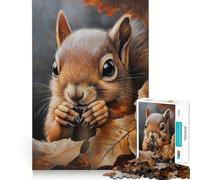 Puzzle pour Adolescents 1000 pièces Regard d'écureuil d'automne Articulations Lisses Activité cérébrale Amusante Jeu Relaxant Cadeau de Loisirs de Noël (50x75cm)