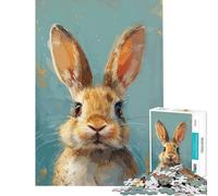 Puzzle pour Adolescents 1000 pièces Regard Serein de Lapin Amusant Activités à la Maison décoration Jeux Amusants pour Les 14 Ans et Plus (38x52cm)