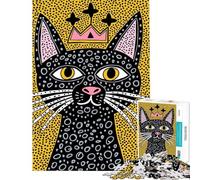 Puzzle pour Adolescents 1000 pièces Reine Chat Art Puzzles pour Adultes Difficile Liste de souhaits avec Le Père Noël Casse-tête Jeux familiaux (Taille 50x75cm)