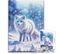 Puzzle pour Adolescents 1000 pièces Renard Arctique Mignon - Jeu au Design Magnifique - Cadeau de décoration idéal pour Les Anniversaires - Dimensions : 50x75cm