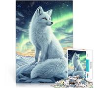 Puzzle pour Adolescents 1000 pièces Renard Arctique sous Une Aurore boréale Casse-tête Décoration d'intérieur et Cadeaux Uniques 38x26cm