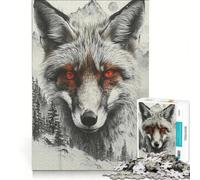 Puzzle pour Adolescents 1000 pièces Renard Double Exposition Nature, Jeu de Construction, Améliore la mémoire, avec Poster et fiche de Questions Assortis 38x52cm