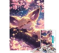 Puzzle pour Adolescents 1000 pièces Renard endormi dans Les cerisiers en Fleurs Jeu Manuel éducatif et Stimulant pour développer l'analyse et la logique (Dimensions 38x52cm)