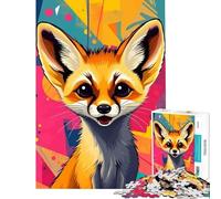 Puzzle pour Adolescents 1000 pièces Renard Fennec Mignon Pop Art Jeu Stimulant Jeu Impossible Anti-Stress Cadeau Père Noël Secret (Dimensions 38x52cm)