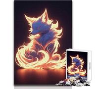 Puzzle pour Adolescents 1000 pièces Renard Kitsune de feu néon, Design Magnifique, Jeu de décoration idéal, Cadeau d'anniversaire, Dimensions 38x26cm