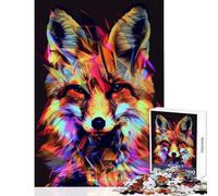 Puzzle pour Adolescents 1000 pièces Renard néon Glitch Jeu Impossible Cadeau et Jouet Anti-Stress (50x75cm)