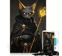 Puzzle pour Adolescents 1000 pièces Renard Noir Mage Illustration aux Bords précis,Jeu de Concentration Cadeau,Jeu pour Passer Un Moment agréable,Illustration scène de Noël (50x75cm)