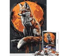 Puzzle pour Adolescents 1000 pièces Renard sous la Lune de Sang Jeu éducatif Apprentissage Jouet éducatif Décoration Murale Entraînez Votre Cerveau et Vos Mains (50x75cm)