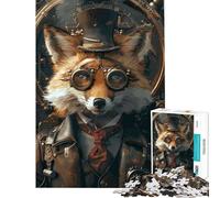 Puzzle pour Adolescents 1000 pièces Renard Steampunk Animal Défi à compléter pour s'amuser en Famille Jouet Anti-Stress pour Les 14 Ans et Plus (38x26cm)