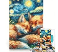 Puzzle pour Adolescents 1000 pièces Renards douillets sous Les étoiles, Jeux relaxants, décoration Murale, Cadeaux pour Les Amis et la Famille 50x75cm