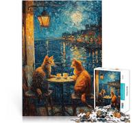 Puzzle pour Adolescents 1000 pièces Rendez-Vous café avec Les Chats Difficile Difficile Convient pour la décoration de Bureau 38x26cm