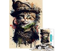 Puzzle pour Adolescents 1000 pièces représentant Un Chat Pirate Un Jeu Amusant et Humoristique Difficile à compléter et idéal pour Les 14 Ans et Plus 38x26cm