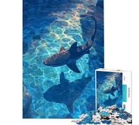 Puzzle pour Adolescents 1000 pièces Requin nageant dans Une Eau Bleue Claire Puzzle Adulte Jeu Manuel Décoration Murale Offre spéciale comme Cadeau pour Toute la Famille (Dimensions 50x75cm)
