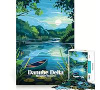 Puzzle pour Adolescents 1000 pièces Réserve de biosphère du Delta du Danube Roumanie Jeu à emboîtement précis Stimule l'esprit Loisirs et Divertissement Cadeau Artistique de Noël (38x52cm)