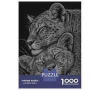 Puzzle pour Adolescents 1000 Pièces Resting Leopards Black and White Art Puzzles pour Adultes Jeux De Détente Découpe De Précision Offre Spéciale pour Toute La Famille 70x50cm/1000pcs