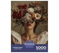 Puzzle pour Adolescents 1000 Pièces Retro Floral Woman Flower Puzzles pour Adolescents Jeux Relaxants Cadeaux pour Femmes pour Anniversaire, Noël 38x26cm/1000pcs