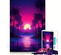 Puzzle pour Adolescents 1000 pièces Rêves néon tropicaux Bords impeccables Jeu de réflexion Amusant Cadeau Moments de détente Décoration Murale de Noël (38x26cm)